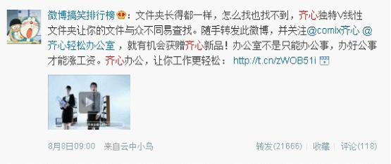 齐心文具微博营销