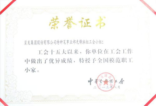 贝发集团，荣誉称号，模范企业