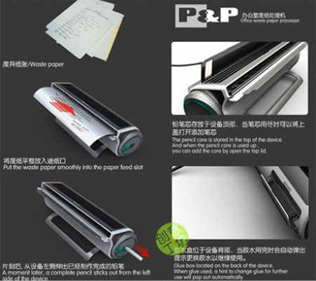 中南大学生设计出再生铅笔加工机器 P&P办公室废纸处理机
