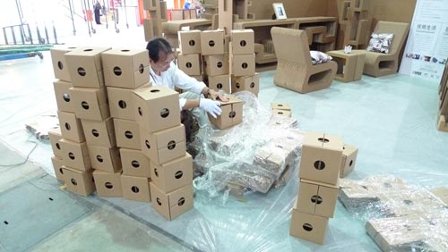 岂有纸理 瓦楞纸办公家具引人瞩目