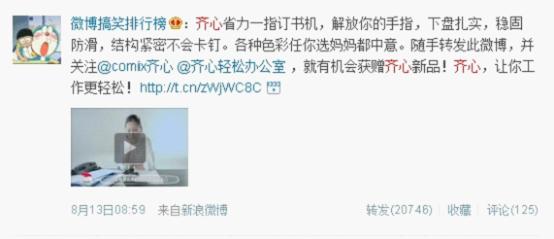齐心文具微博营销